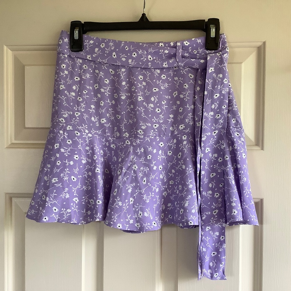 Zara Floral Print Mini Skort Lavender SZ S